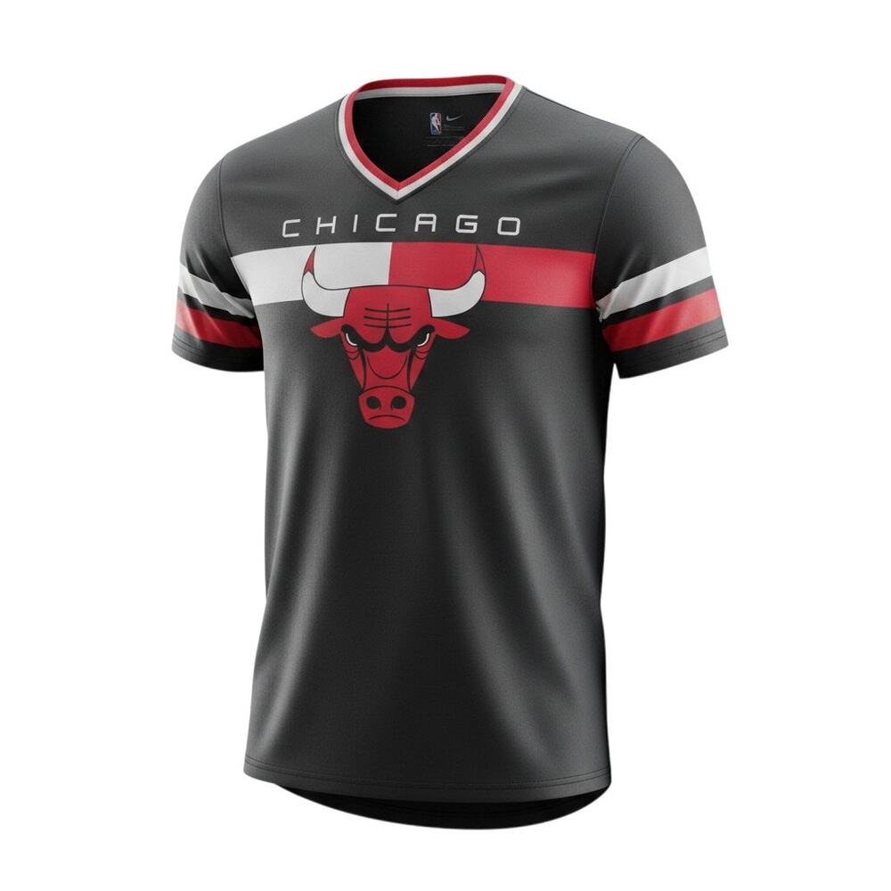 NBA Team Apparel Chicago Bulls Graphic T-Shirt Black Red Men's XL